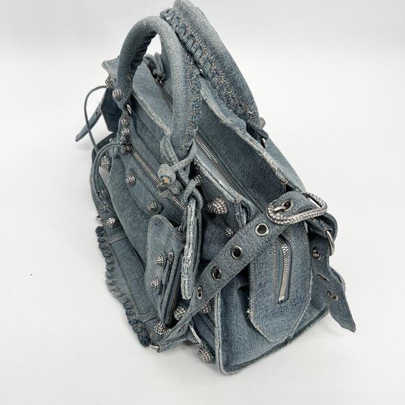 AUTHENTIC BALENCIAGA Neo Cagole City Handbag Denim Rhinestone Bag 2023 - Picture 4 of 12